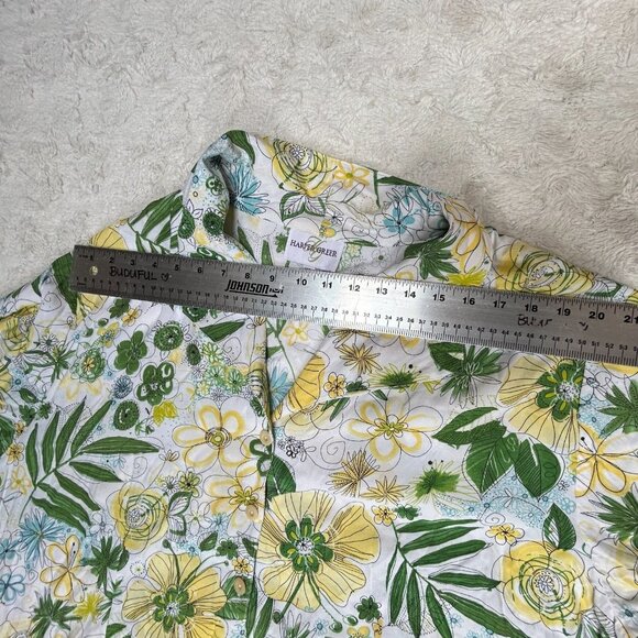 Harper Greer Womens XL White Multicolor Floral Swing Blouse Buttoned Long Sleeve - Picture 5 of 8